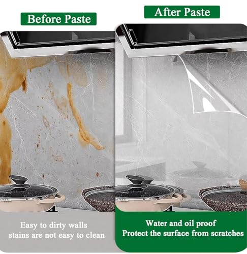 Image of Clear Contact Paper Roll Self-Adhesive Kitchen Backsplash Wall Protector (20 inch x 78, Furniture Protect Transparent Film)
