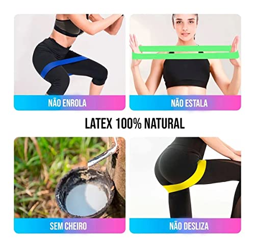 Kit 5 Faixas Elásticas Funcional Treino Pilates Fisioterapia Exercícios Em Casa Elástico Com 5 Nívei