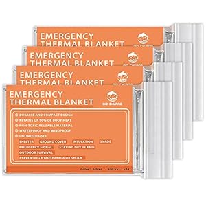 QIO CHUANG Emergency Mylar Thermal Blankets -Space Blanket Survival kit Camping Blanket (4-Pack). Perfect for Outdoors…