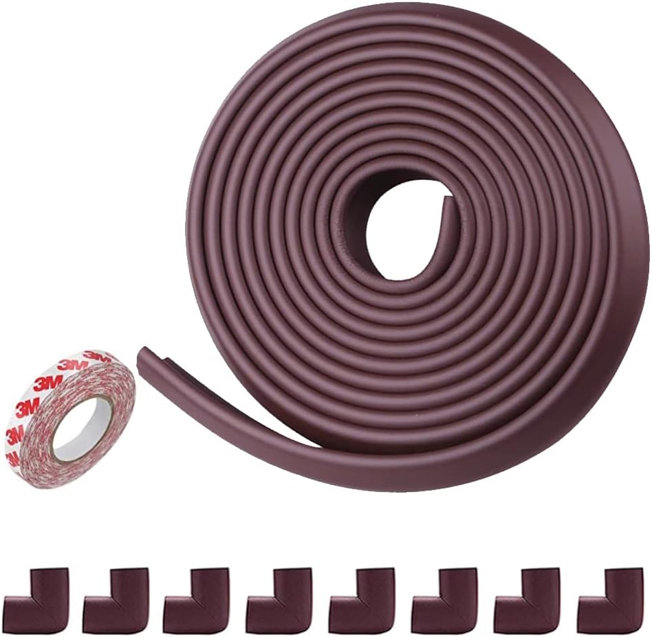 Beideli コーナーガード コーナークッション 安全な無害素材 両面テープ付き ベビーガード 全長5m 8個 Sgs国際検査済 衝撃吸収ケガ防止 ブラウン 国内正規品