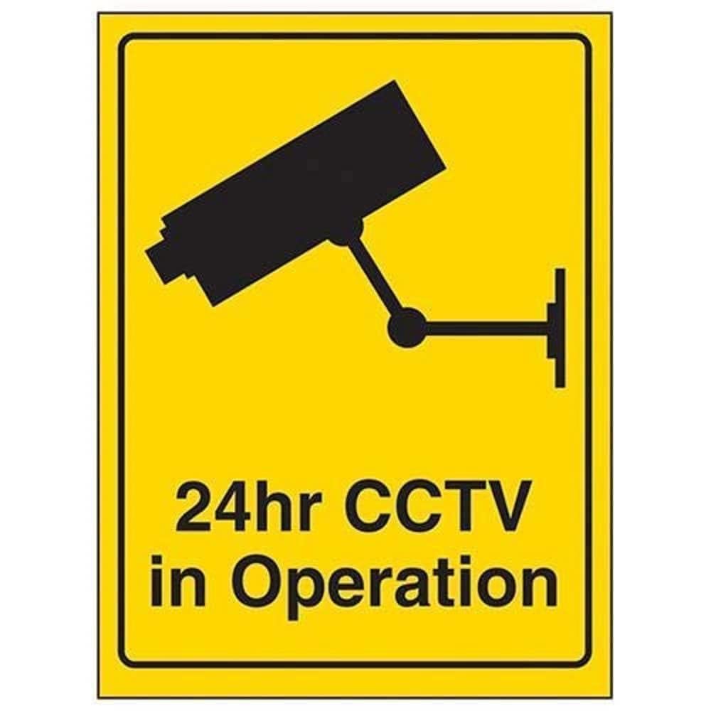 V Safety 24Hr CCTV Camera In Operation Sign - 100mm x 150mm - Self Adhesive Vinyl
