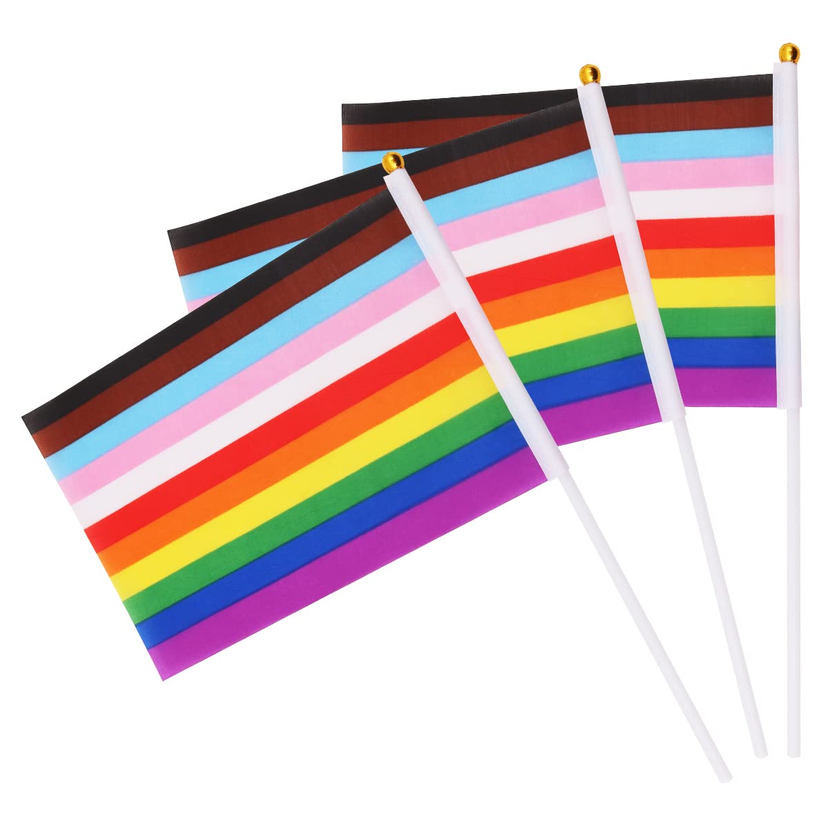 WANGCL 20 Pack Handheld Progress Pride Flags Mini LGBT Rainbow Flags for Outdoor LGBT Parades Rainbow Party Decorations(B) - Image 2