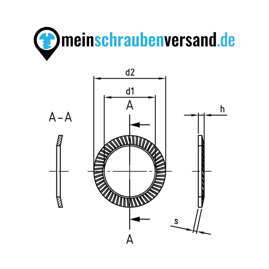 Dischi di sicurezza forma S M24, 25 pezzi (tutte le dimensioni), in acciaio inox A2 V2A, dischi a U dentati, rondelle ad alta tensione