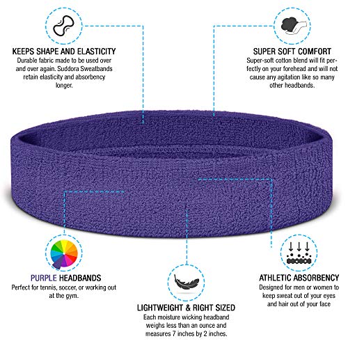 Suddora Purple Headband/Wristband Set - Sports Sweatbands For Head And Wrist #TOP1