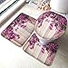 Pink Bougainvillea Flower Tapis De Bain on Brown Wood Background Tapis De Bain 3 Pièces/Ensemble Rug Toilet Seat Lid Cover Antidérapant Mat Anti-Skid Pad