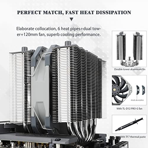 Thermalright Silver Soul 135 Cpu Cooler Dual Towers, 6 Heat Pipes, 135Mm Hight, Tl-D12Pro-G Pwm Fan, Aluminium Heatsink Cover, Aghp Technology, For Amd Am4 Am5/Intel 1700/1150/1151/1200/2011 #TOP2