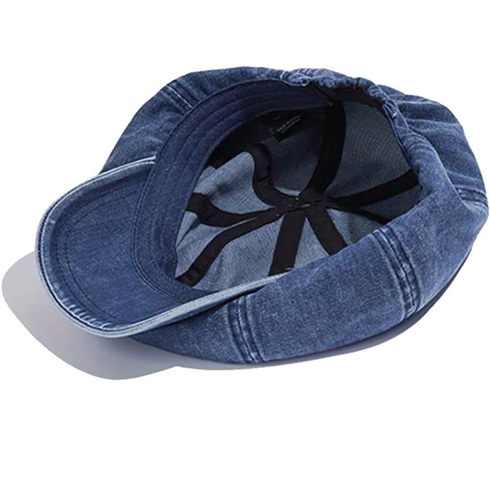Chapeau Peintre En Denim Octogonal Rétro - Béret Paperboy Unisexe - Tendance Délavé