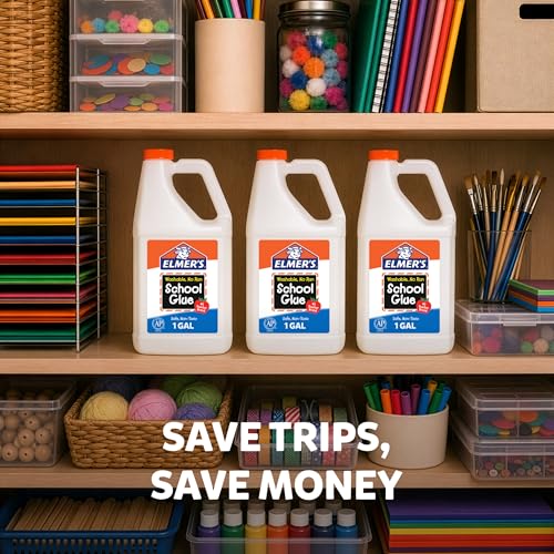 Elmer's White Liquid School Glue, 1 Galón, Seguro, Lavable, 1 unidad, Marca #1 de profesores, Uso en arte, manualidades y escuela miniatura 5