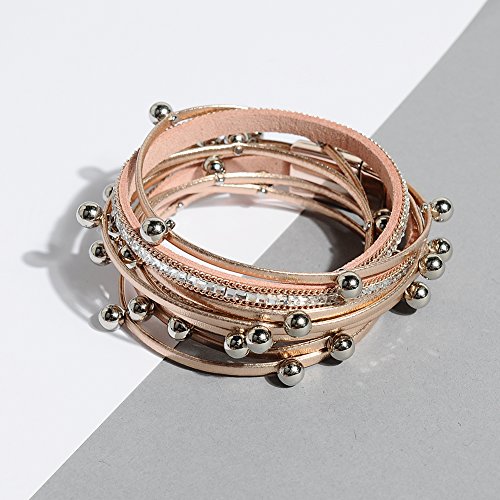 image for Artilady Leather Wrap Bracelet for Women - Handmade Clasp Bangle Brace