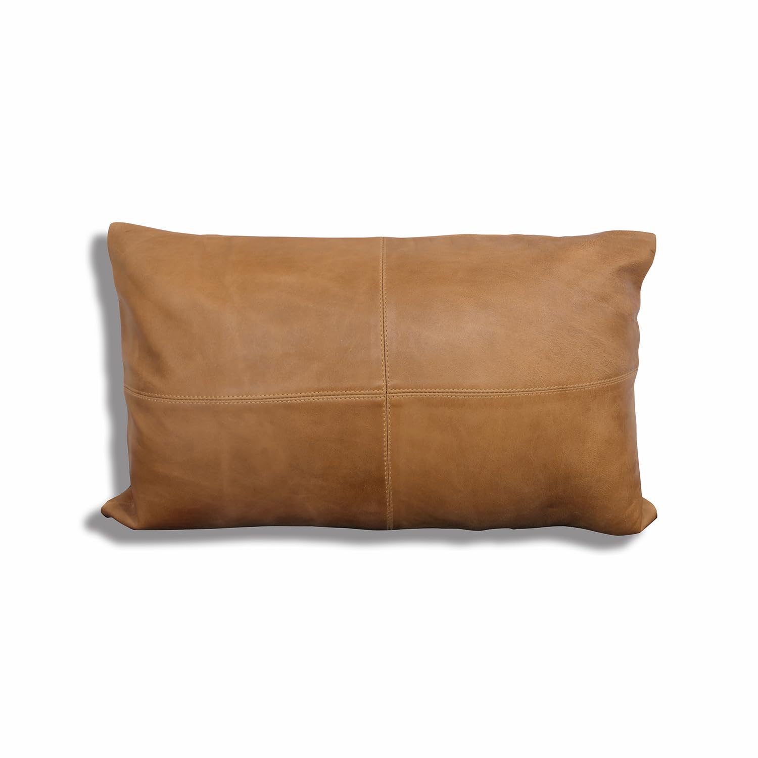 LL LEATHER LOVERS 100% Lambskin Leather Pillow Cover - Sofa Cushion Case - Decorative Throw Covers for Living Room & Bedroom, Tan Plain Pack of 1-