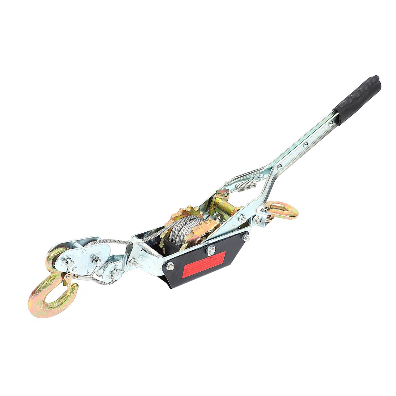 Amosfun 2T Portable Ratchet Wire Puller with Dual Hooks Manual Power Grip for Boat and Heavy Duty Use Includes 2m Steel Cable