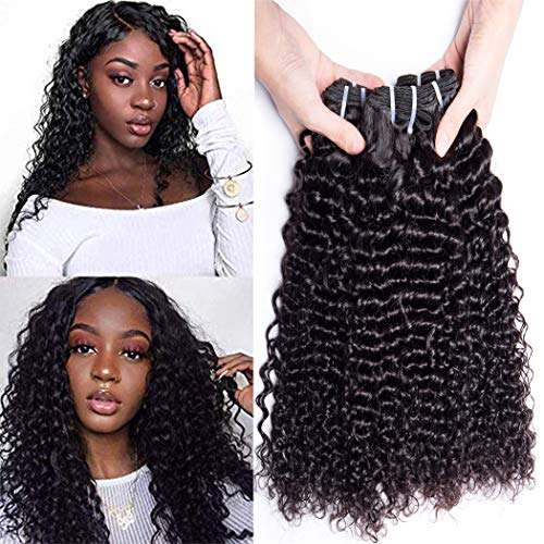 Malaysian Deep Wave Curly Virgin hair 3 Bundles Wet and Wavy 100% Unprocessed Human Hair Weave Weft Extensions 95-105g/pc Natural Black Color 22 24 26inch