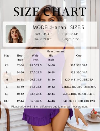 Image of Avidlove Lingerie for Women Sexy Nightgown Modal Nightwear Side Slit Babydoll Chemise Spaghetti Strap nighties