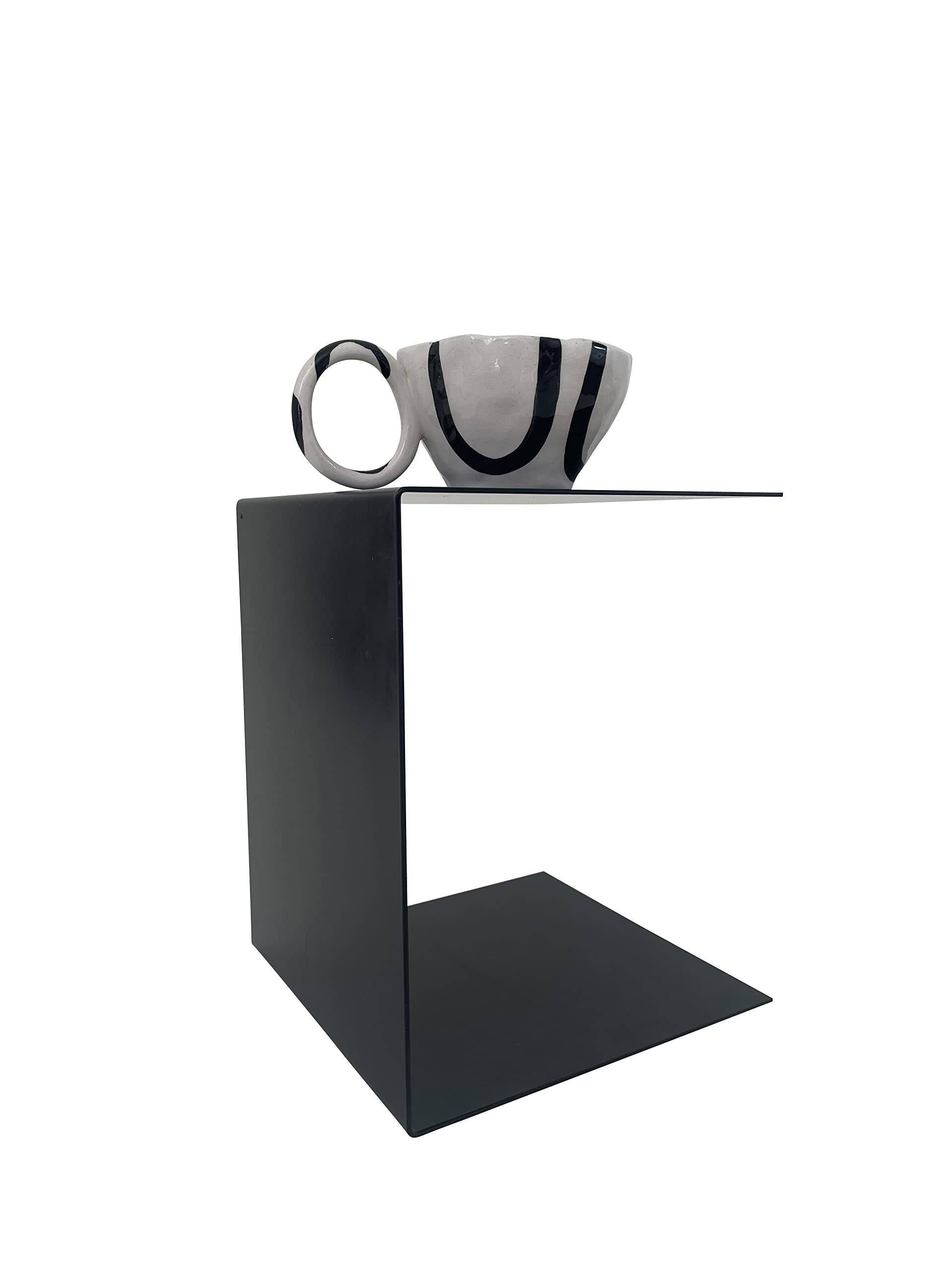 Buchstütze, Mini-Podest, Ablage, Ordnungshelfer | 20,5 x 26 x 20,5 cm | Metall | Schwarz matt RAL 9005 | Made in Germany