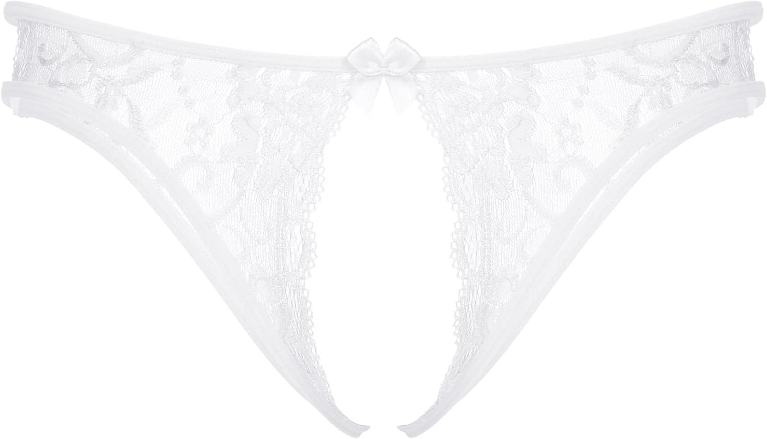 Jelory Men's Pointed Open-String Tanga T-Back Transparent Underpants Men Sissy Open-Crotch Thong