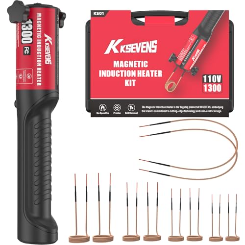 Induction Heater Bolt 1300W 110V,Induction Bolt Heater Removal Tool Kit with 10 Coils for Rusty Screw Removing,Red