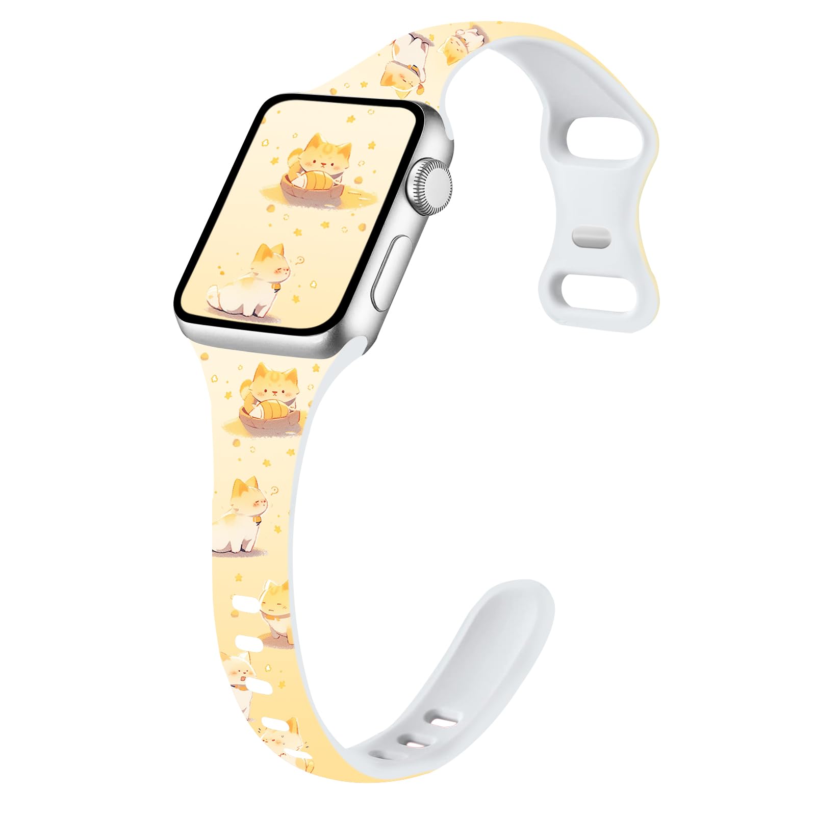 Sport Band Floral Printed Compatible with Apple Watch Bands 49mm 46mm 45mm 44mm 42mm 41mm 40mm 38mm Women, Silicone Flower Printed Fadeless Pattern Design Strap for iWatch Series12 11 10 9 8 7 6 5 4 3 2 1SE