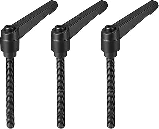 uxcell M8 x 70mm Handle Adjustable Clamping Lever Thread Push Button Ratchet Male Threaded Stud Knobs Locking Rotating Screw Handles Quick Release Bolt Black 3pcs