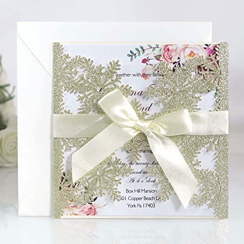 Cartes d'invitation de mariage en papier perlé brillant d'exception chic