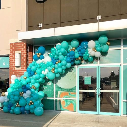 Image of KBZVNAF Teal Latex Party Balloons 50 Pack 12 inch | Turquoise Helium Matte Balloons for Birthday Wedding Baby Shower Gender Reveal Party Decorations