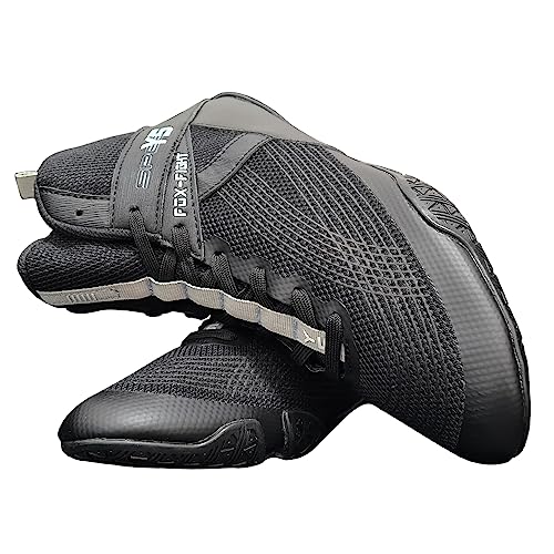 FOX-FIGHT Y5 Kampfsport Schuhe Ringer Schuhe athletik Fitnesschuhe Bodybuilding Kraftsport Box Hog 44 schwarz/grau