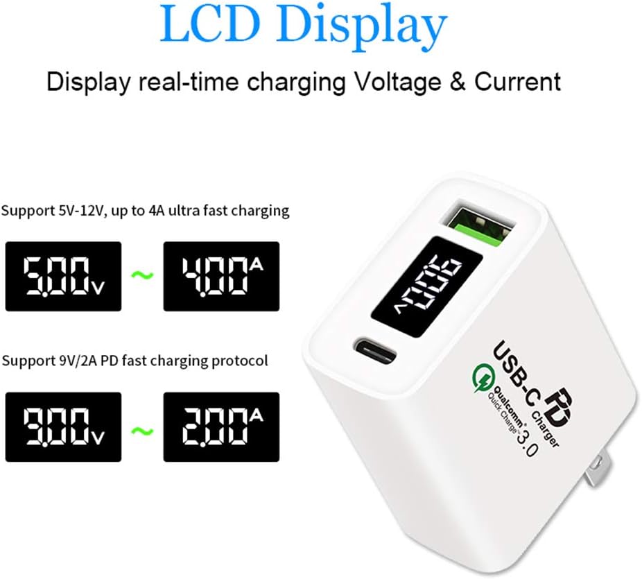 USB C Wall Charger, Type-C PD USB Charger Block 30W, QC3.0 Fast Charger USB Wall Plug Compatible with iPhone 11 Pro Max, MacBook Air iPad Pro, Galaxy and More