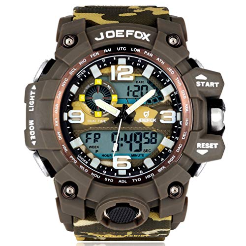 Men's Digital Watches Camouflage, Sports Wristwatch with Digital and Analog 50M Waterproof Stopwatch with Alarm Clock, Running Large Display LED Digital