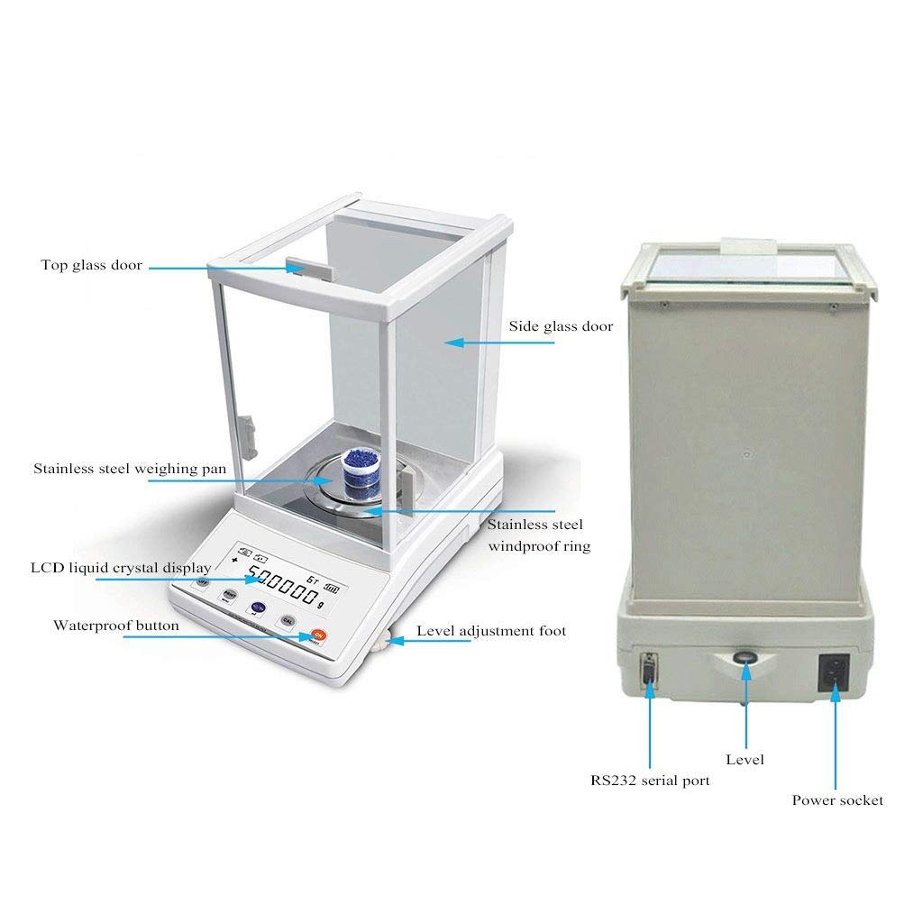 Bilancia da Laboratorio ad Alta precisione, Bilancia Elettronica, conteggio scientifico in Grammi per Laboratorio, gioielleria, Industria, pesatura Aziendale (220g/0.0001g)