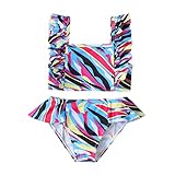 KAGAYD Baby Girls Bikini Swimsuit Infant Bathing Suit Girl Toddler Summer Girls Colorful Print Fashion Resort (Blue, 5-6 Years)