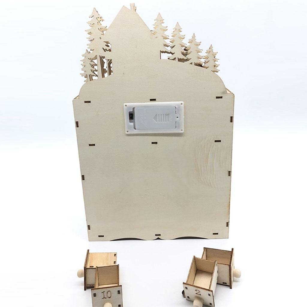 Calendario de Adviento de Madera con Cajones Iluminados con LED - Navidad