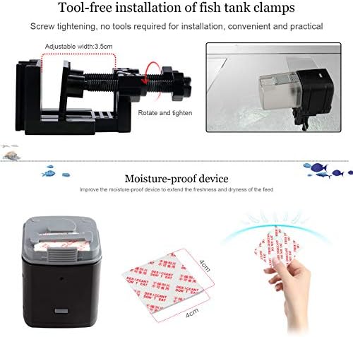 Coolty Automatic Fish Feeder, 165ml -170ml Auto Fish Food Dispenser Aquariums Fish Tank Adjustable Timer for Holiday Vacation Weekend