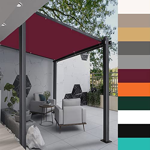 Toldo parasol rectangular impermeable de 6 x 6,5 m para jardín, balcón, invernadero, color vino tinto, valla de privacidad y protección UV