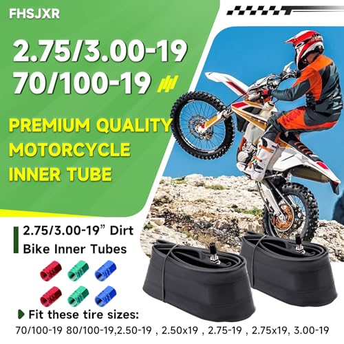 Image of 2.75 /3.00-19 Dirt Bike Inner Tube 70 /100-19 Heavy Duty Inner Tubes for CRF100F 150F 450R KX Surron Light Bee X Segway X160 /X260 UltraBee Talaria Off Road Motorcycle with TR4 Valve Stem, 2 Pack
