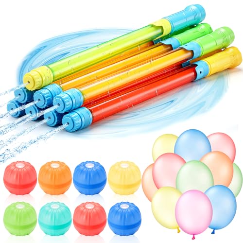 Outus 8 Water Squirters, 8 Reusable Balls and 500 Balloon Set pool Party Supplies Water Game Fighting Toys for Outdoor Swimming Pool, Backyard, Beach Fighting Game Play Toys