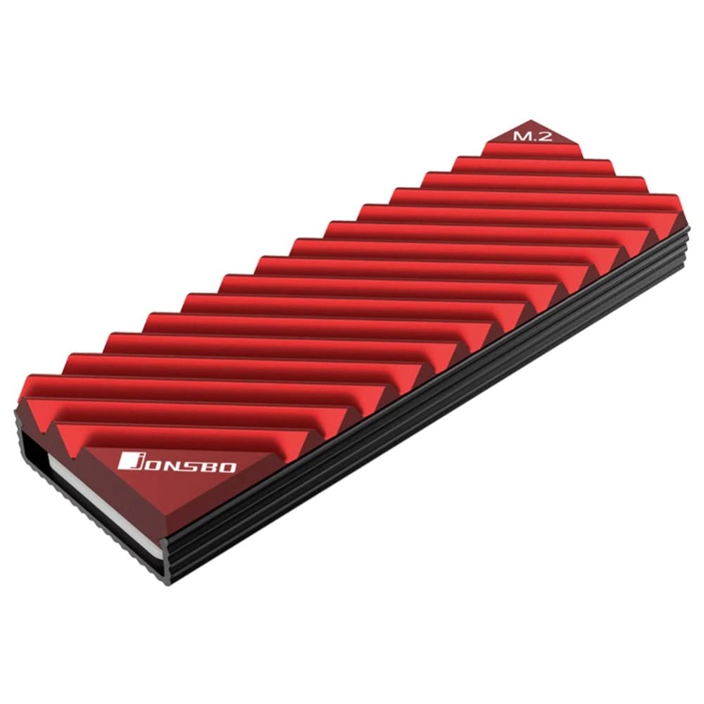 Jonsbo M.2 NVMe SSD Heat Sink - Aluminum Alloy Heatsink with 3X Thermal Cooling Pads for M.2 2280 SSD (Red)-image-0