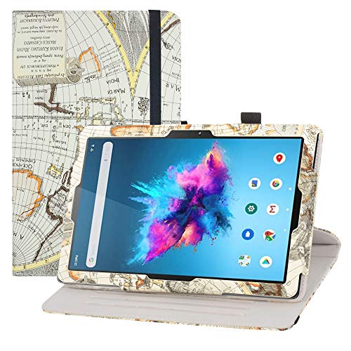 LFDZ Compatible with MatrixPad S30 Rotation Case,360 Degree Rotating With Cute Pattern Sleeve Cover for 10.1 Vankyo MatrixPad S30 Tablet(Not Fit MatrixPad S20),Map White