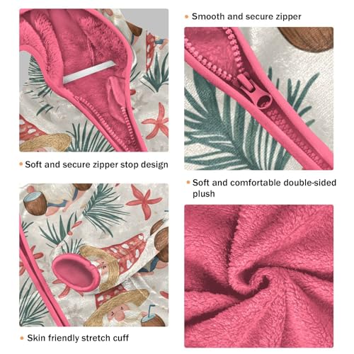 Gnome with Coconut Girls Fleece Jacket Girls Fall Jacket Girl Coats Zip Up Hoodie Children Sherpa Warm Outerwear 2-10T3