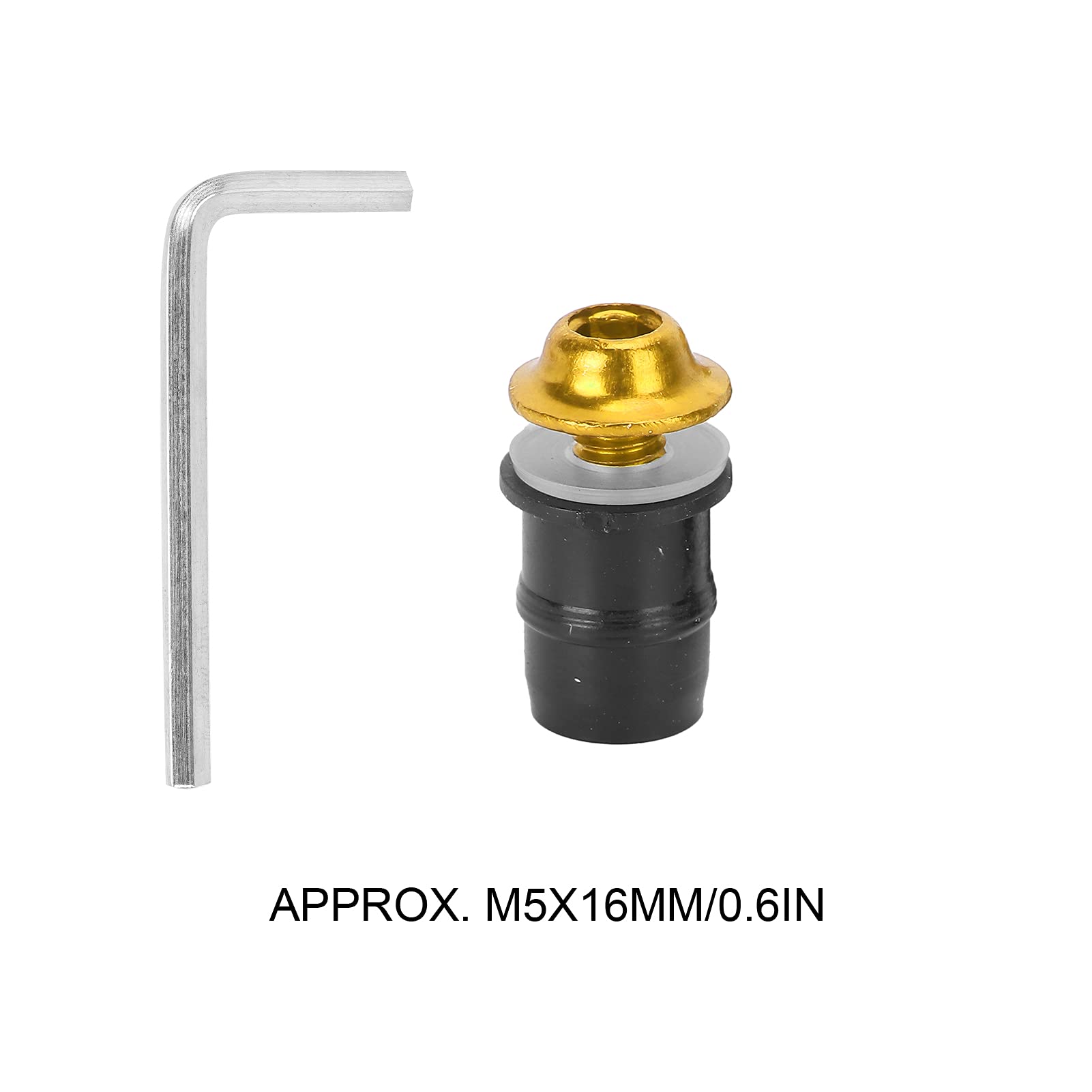 10 Vis Pare-Brise Moto M5x16mm - Fixation Caoutchouc + Laiton - Clé Incluse - Anti-Vibration