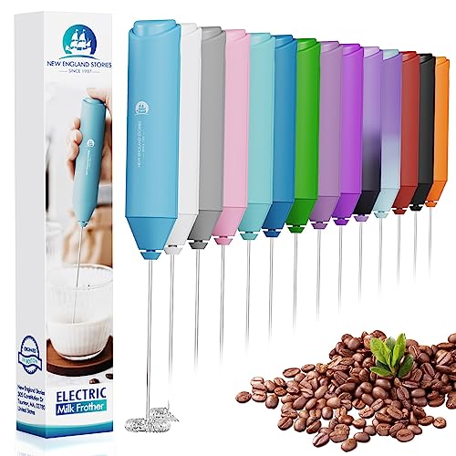 Powerful Milk Frother Handheld Foam Maker, Mini Whisk Drink Mixer for Coffee, Cappuccino, Latte, Matcha, Hot Chocolate, No Stand, Sky Blue