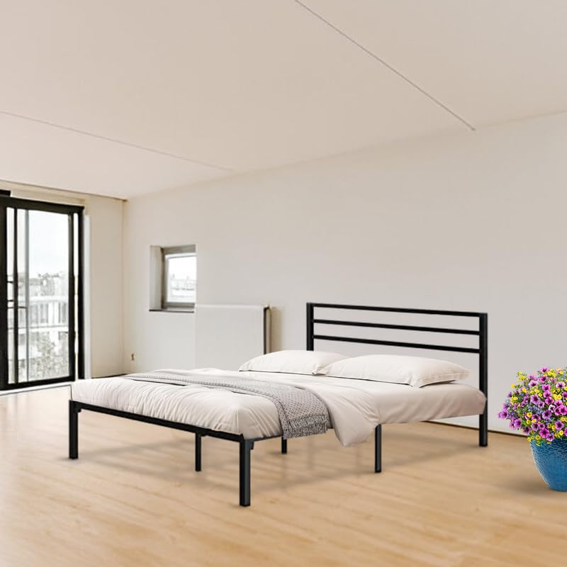 Jeometri Cairo Metal Platform King Bed with Steel Slat Support | Sleeping Guest Bed Easily Storable and Portable | Powder Coated Metal Bed Frame | DIY | for Bedroom & Guest Room | 3 Year Warranty