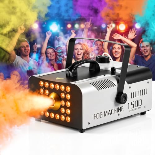 CFKEJI Fog Machine for Halloween Outdoor Indoor 1500W with 24 LED Lights - image 1