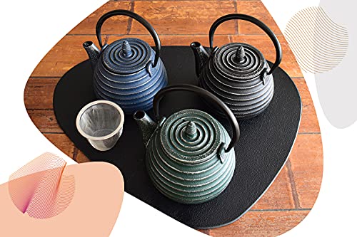 Tèbié Classic - Tetera de hierro fundido (0,8 L, con colador de acero inoxidable), color plateado y negro - Imagen 7