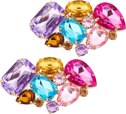 FINGERINSPIRE 2 clips cristal coloridos para zapatos 64,5x38,5mm abalorios irregulares diamantes imitación, magníficos zapatos brillantes decoración de joyería con caja para fiestas, mujeres y niñas