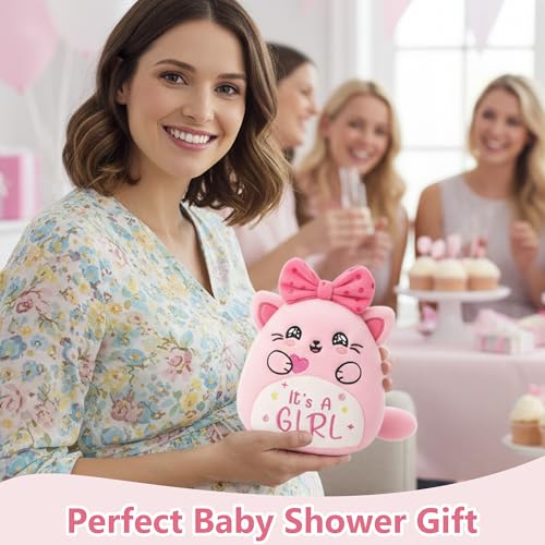 Cat Plush – Adorable Pink Cat Stuffed Animal for Women Gift Newborn Baby Gift Birthday Present for Girl Luxury Plush Toy with “It’s A Girl” Design - Image 3