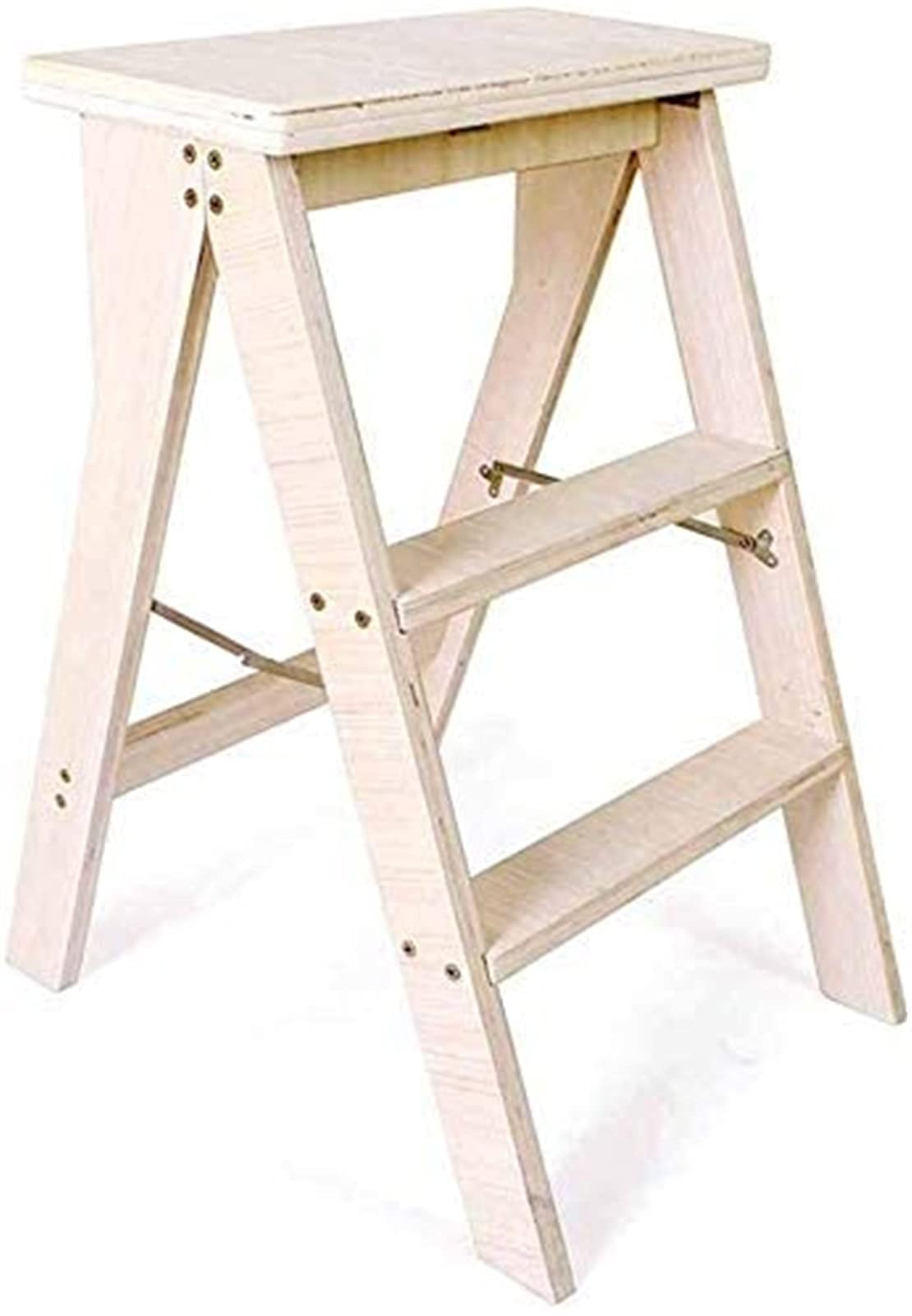 Chaise escabeau double usage avec marches en bois massif stable
