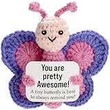 Positive Crochet Butterfly Gift for Women, Mini Handmade Emotional Support Plush for Friends, Coworkers, Boss, Girls, Teachers on Birthday Christmas Valentines, Mother's Day, Easter