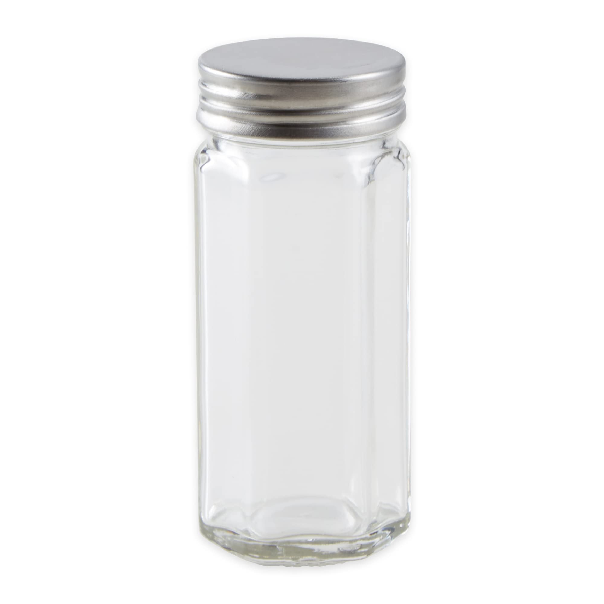 RSVP-INTL Kitchen Storage Collection Glass Spice Jars, 1.75" x 1.5" x 4", BOTTLE-HEXAGONAL-CLEAR-3OZ