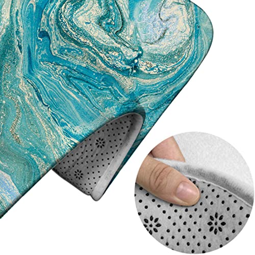 3-teiliges Badezimmerteppich-Set, kreativer Hintergrund mit abstrakten, ölgemalten Wellen, waschbarer Badeteppich, rutschfest, mit Rückenpolster, Konturteppich und Toilettendeckelbezug – Bild 5