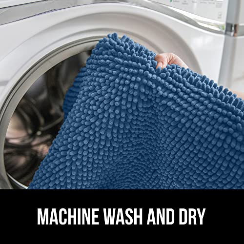 Image of Gorilla Grip Original Shag Chenille Bathroom Toilet Lid Cover, 19.5 x 18.5 Inches Large Size, Machine Washable, Ultra Soft Plush Fabric Covers, Fits Most Size Toilet Lids for Bathroom, Blue