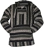 Mexican Baja Hoodie Sweater Jerga Surfing Beach Bohemiam Hippie Pullover Olive XX-Large